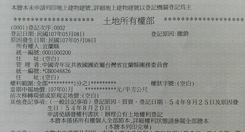 宜蘭縣府逕自變更登記 一夕拿走救國團2千坪土地_img_1