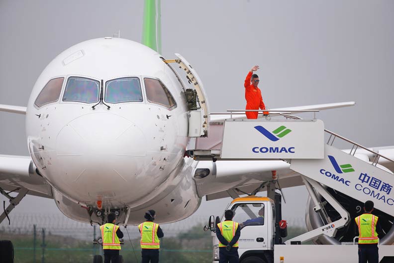中國商飛所造的大飛機C919成功首飛。圖片由達志影像提供