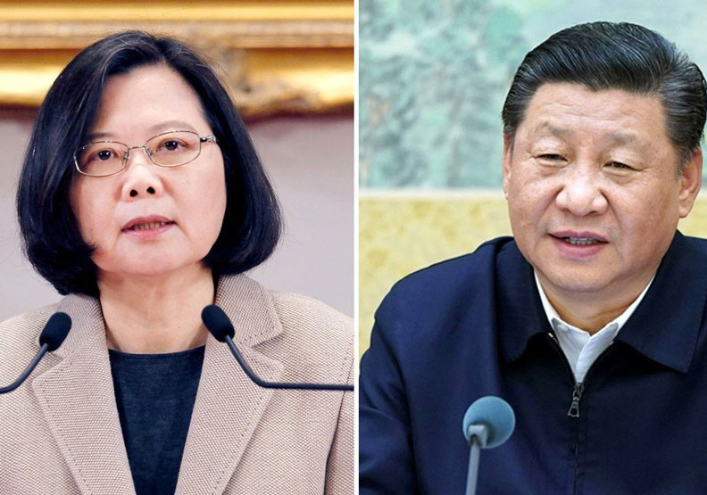 蔡英文總統（左圖）昨對兩岸關係提出「四個必須」，中共國家主席習近平（右圖）今將發表對台談話回應。新華社