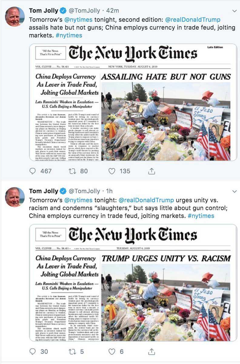 紐約時報挺川普？頭版標題惹議他們緊急撤換_img_1