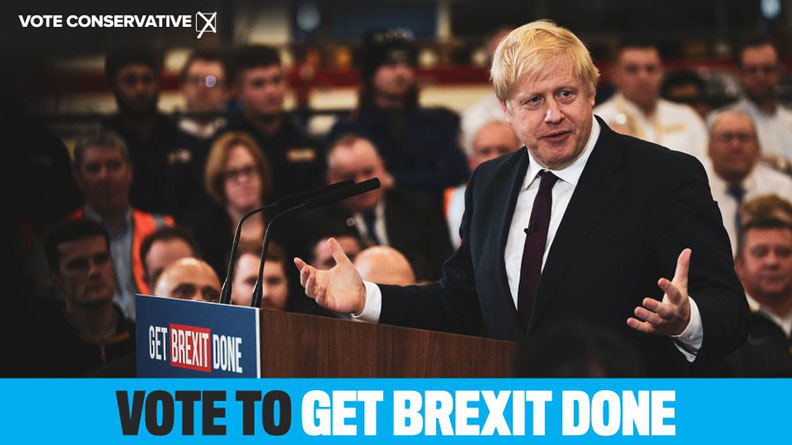 圖／英國首相強森主打「完成脫歐」（Get Brexit Done）。取自Boris Johnson twitter