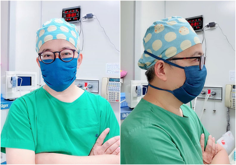 陳冠廷醫師分享布口罩(連帽子都是自製布帽);取自陳冠廷醫師臉書。