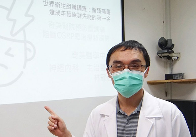 根據世界衛生組織(WHO)調查,偏頭痛是造成年輕族群失能(disability)的首要原因;奇美醫院提供。