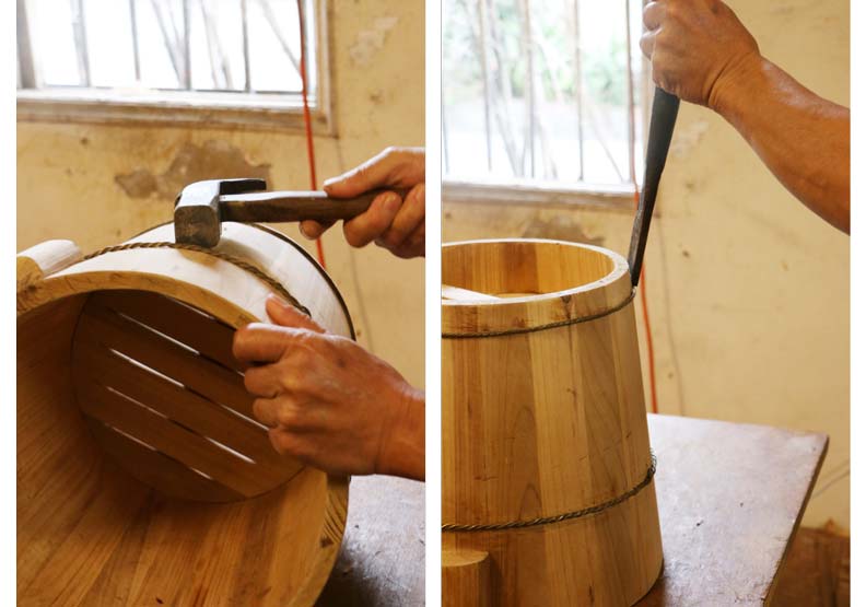 箍桶耗時費工,卻是決定木桶壽命的關鍵。攝影:洪采姍