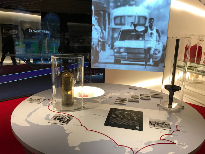 1964 東京奧運聖火亞洲傳遞路線示意圖。(攝自東京奧林匹克博物館,時報出版提供)