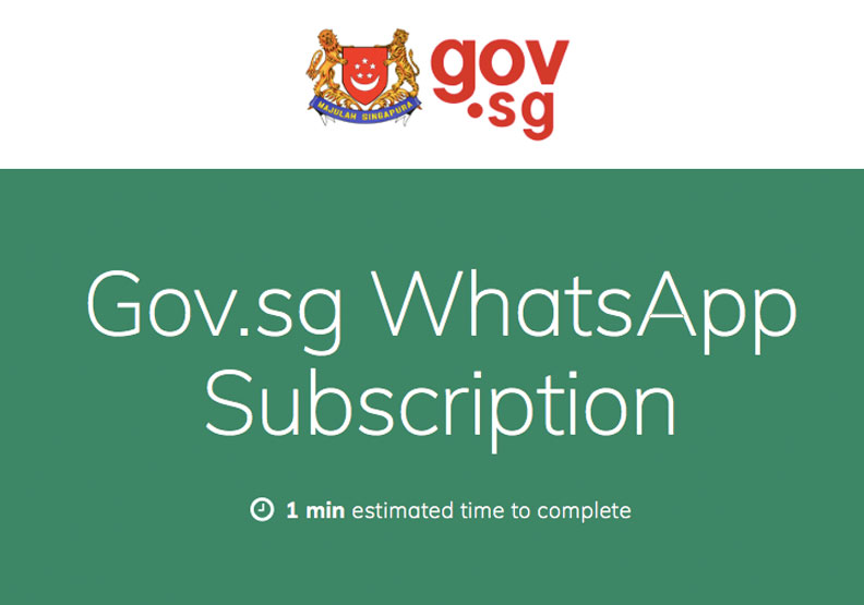 新加坡政府開設WhatsApp帳號，每天向民眾發送疫情相關資訊。擷取自新加坡政府官網