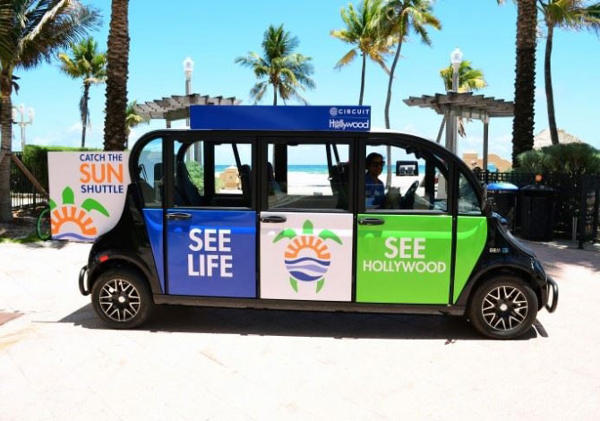 佛羅里達州好萊塢的品牌 Catch the Sun Shuttle。圖片來源:CITY OF Hollywood FLORIDA