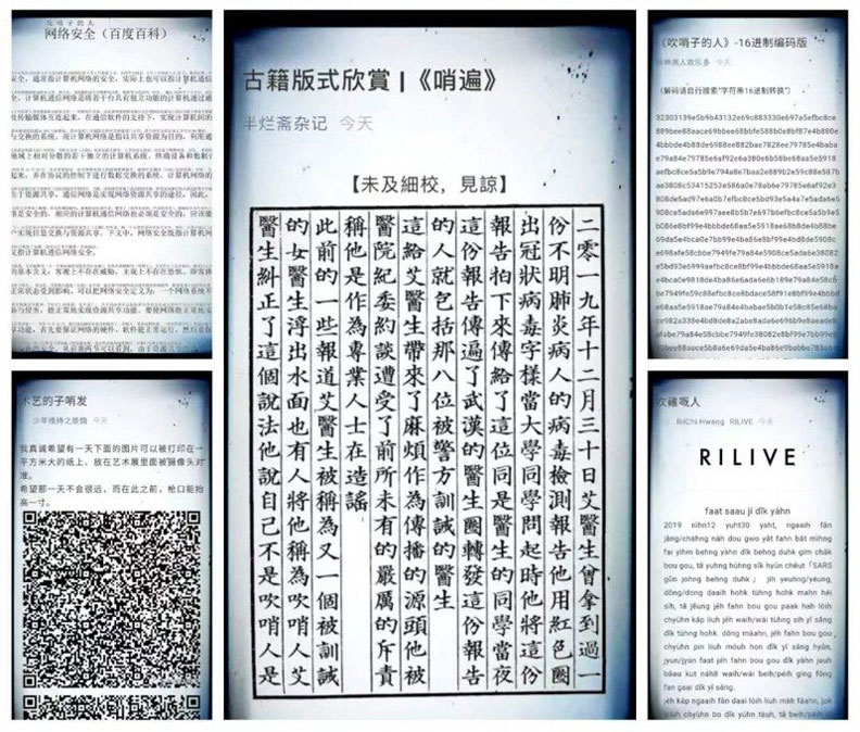 因「發哨人」艾芬的專訪被封鎖刪文後,形成一場罕見的網路集體抗爭行動。取自微信公眾號《洞域》