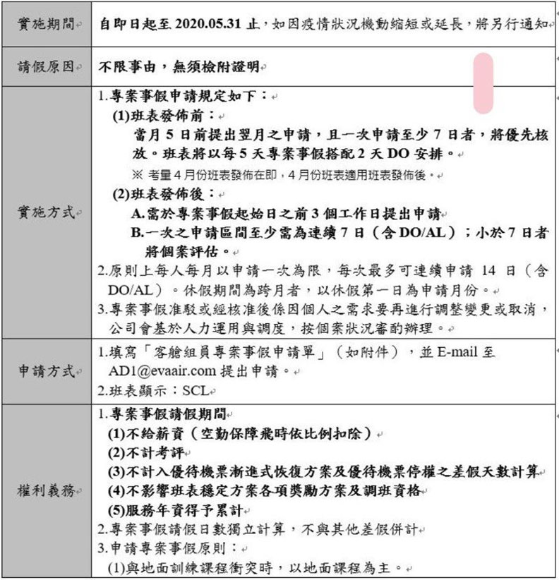 長榮航空今天起開放申請今天起開放申請無薪專案事假。聯合新聞網提供