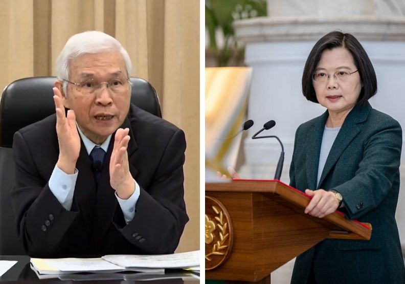 圖／總統蔡英文（右）與央行總裁楊金龍（左）針對疫情接連召開記者會。取自總統府官網、擷取自央行直播記者會