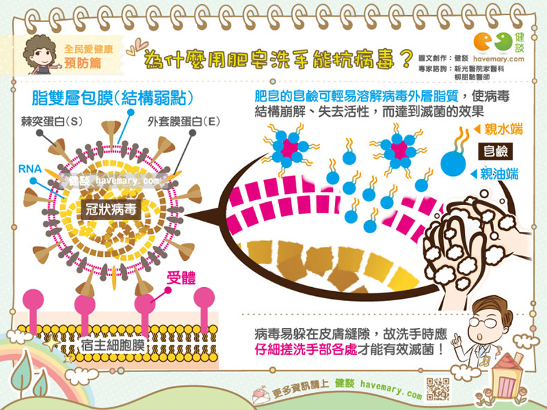 用肥皂洗手的優點。