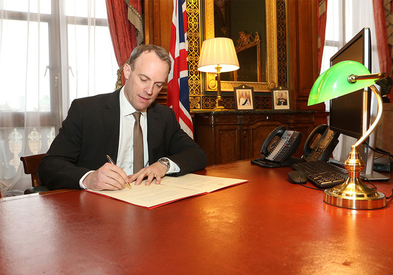 英國代理首相拉布(Dominic Raab)。取自@DominicRaab twitter