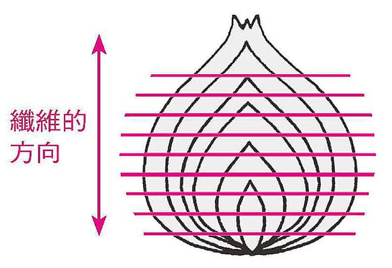 洋蔥的纖維切斷後更容易釋放甜味。