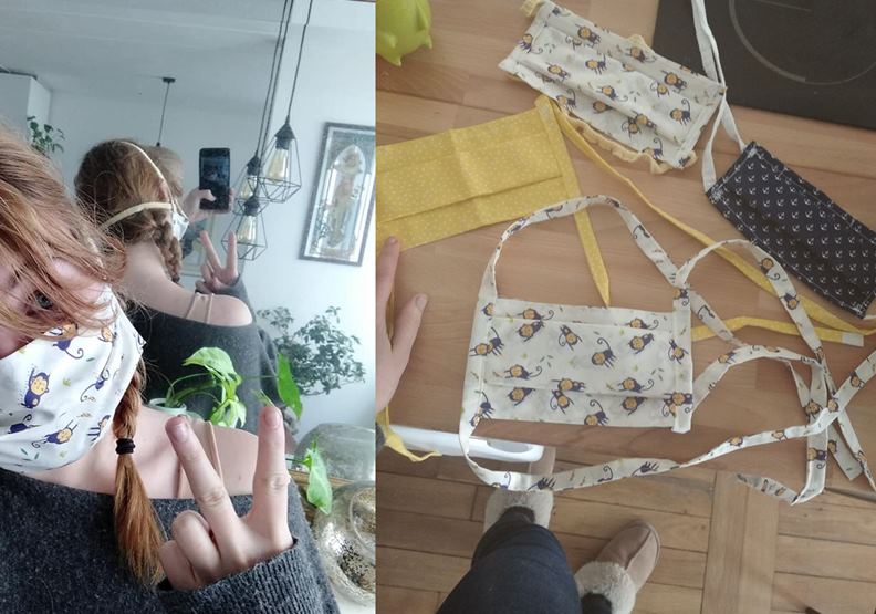 許多買不到口罩的法國人,近來都興起DIY風潮。(圖片提供:作者友人April)