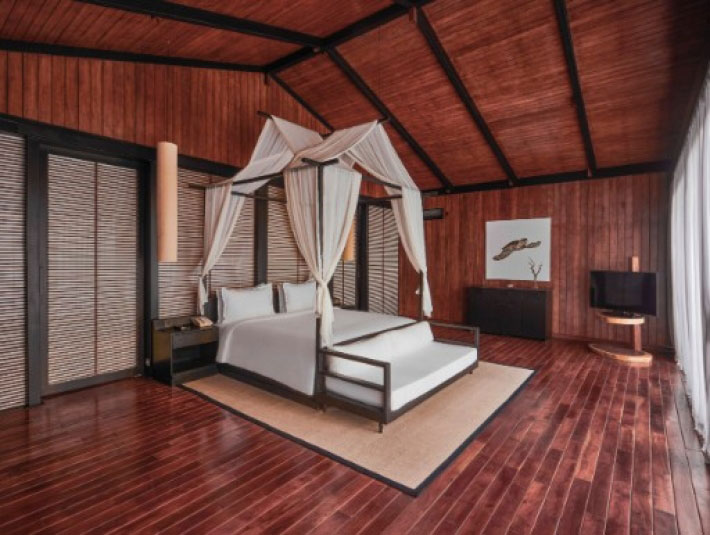 支撐別墅的支柱由永續人造林的木材建造。來源:Taj Exotica Resort & Spa Andaman Islands