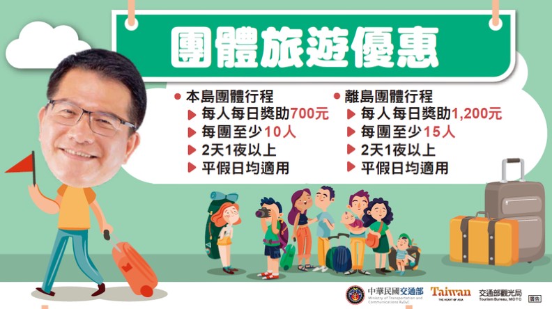 交通部公布安心國旅補助方案。交通部提供