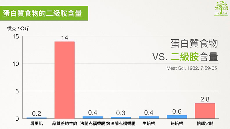 蛋白質食物的二級胺含量。