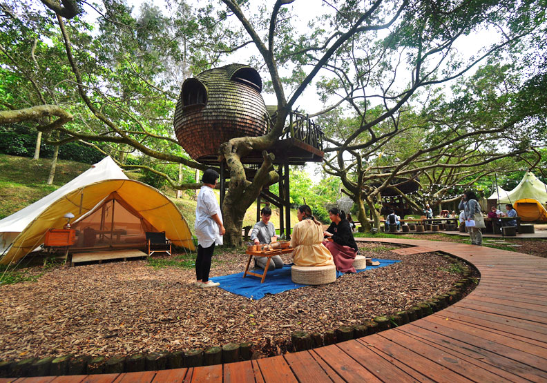 好夢里共有三個種子毬果造型的奇幻「樹屋」。