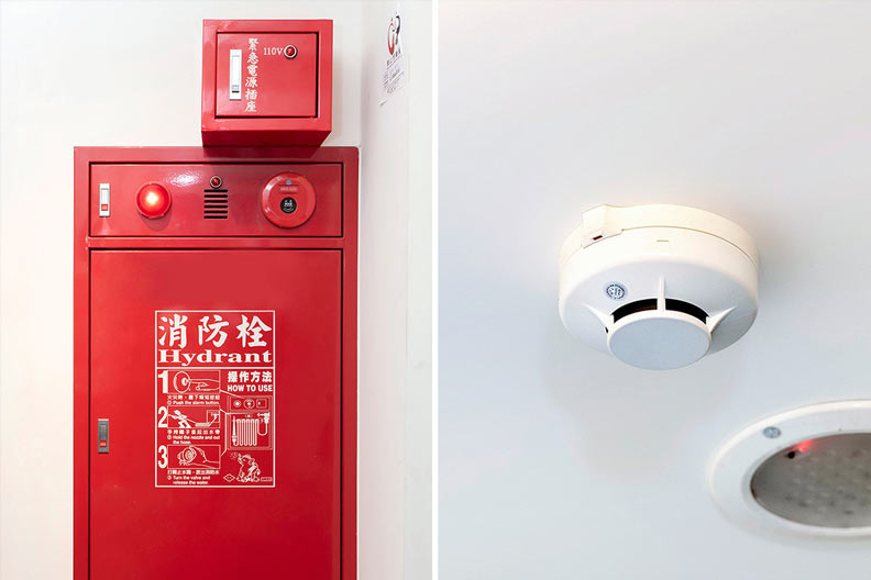 火警受信設備裡安裝火災移報感知器,當煙霧偵測器偵測到異常,會立刻連動通報。