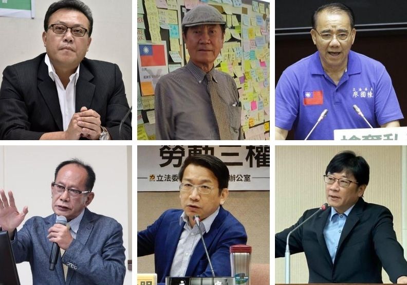 圖／上排左起為民進黨籍蘇震清、民進黨籍陳唐山、國民黨籍廖國棟，下排左起為國民黨籍陳超明、時代力量的徐永明、無黨籍的趙正宇。取自各立委臉書粉絲專頁