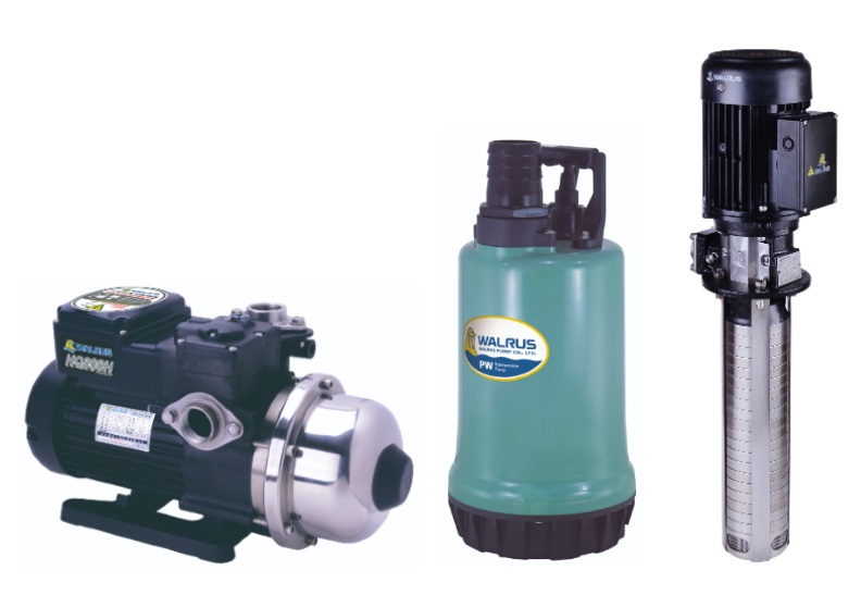 大井以HQ800系列家用加壓泵浦（左）、PW-AD系列低水位吸乾型沉水泵浦（中）、TPRK系列工業用直立浸水式泵浦（右） 等產品，榮獲2016年、2018年與2020年台灣精品獎榮耀。