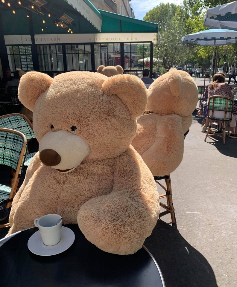 某些咖啡廳用玩偶幫顧客保持安全距離,意外成為拍照的好景點。