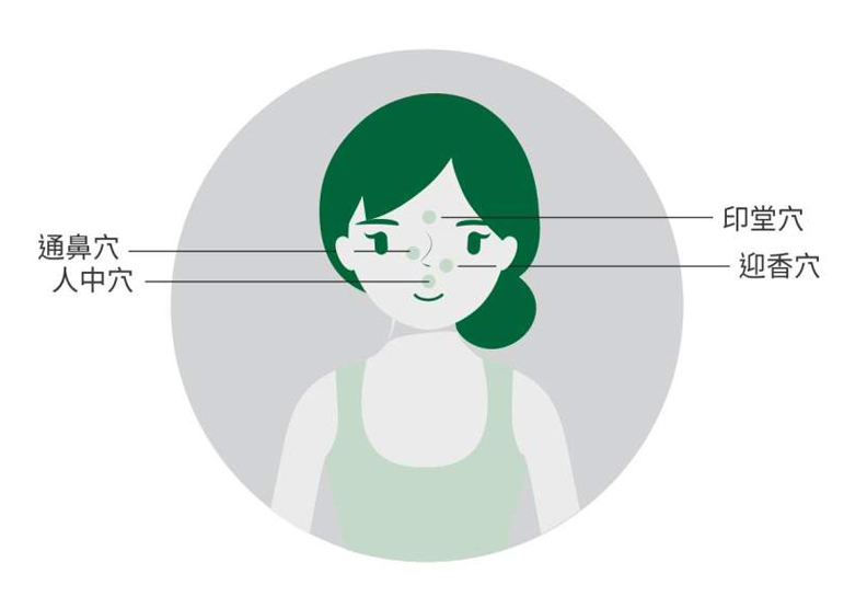 鼻子周遭穴位。