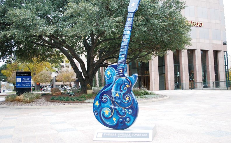 奧斯汀市中心隨處可見的音樂產業紀念品。