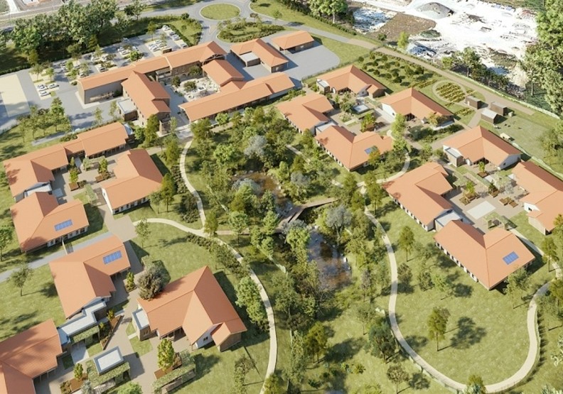 法國阿茲海默村設計圖,占地寬闊且有大量綠地。