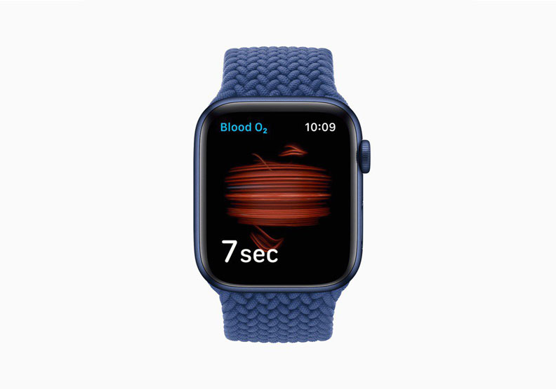 Apple Watch Series 6新增血氧偵測功能,還有超美新配色。蘋果提供