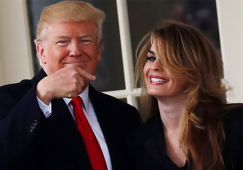 圖／左起為美國總統川普、總統顧問霍普．希克斯（Hope Hicks）。達志影像