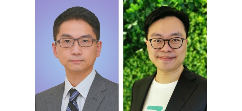 (左)香港金管局首席金融科技總監周文正;(右)眾安銀行行政總裁許洛聖。