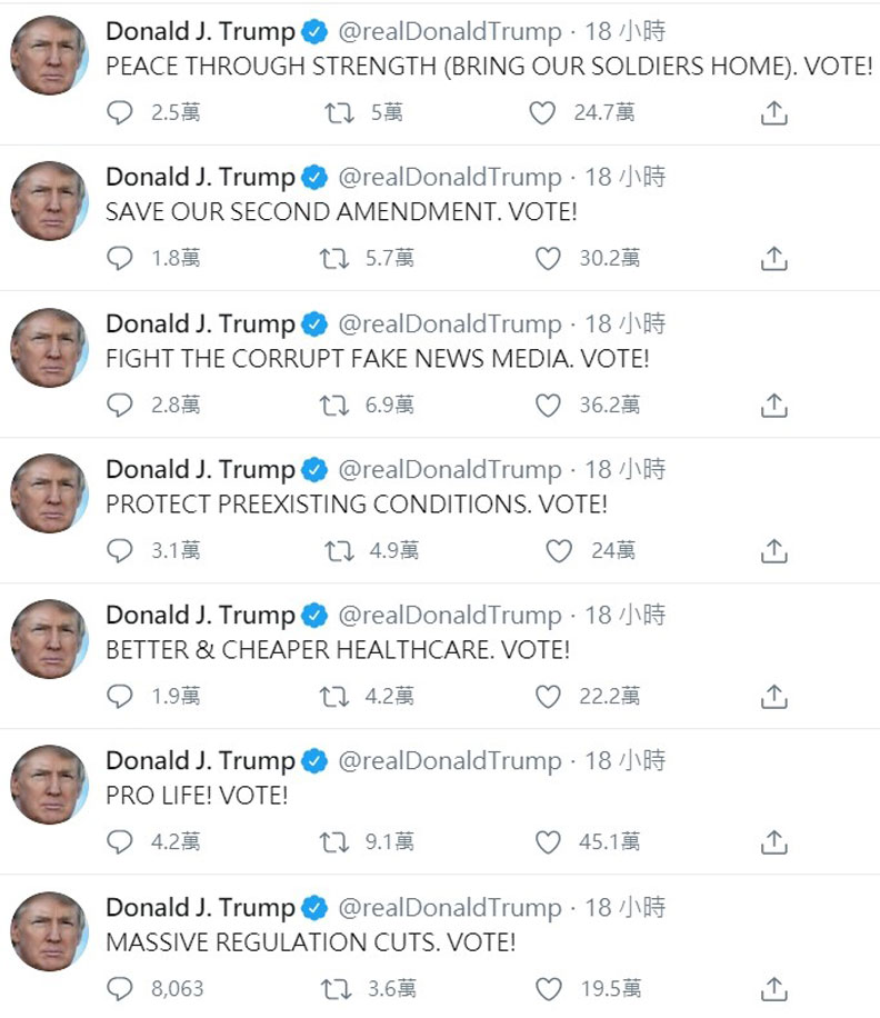 擷取自Donald J. Trump twitter