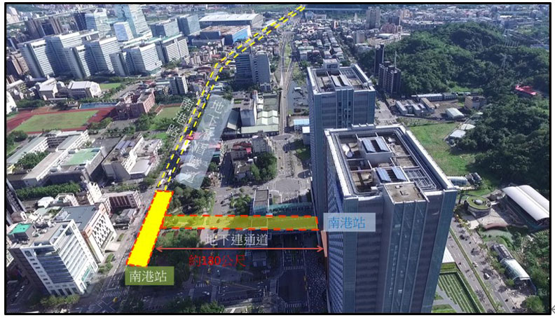 台北端地下延伸至南港。交通部提供