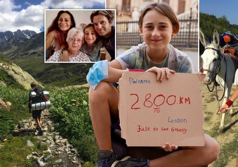 疫情下的極致感動！班機停飛，男孩徒步從義大利走2800公里到英國見祖母