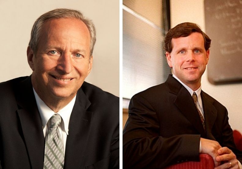 左為前美國財政部長、前哈佛大學校長桑默斯(Lawrence Summers)、右為哈佛經濟學家卡特勒(David Cutler)。取自wikipedia