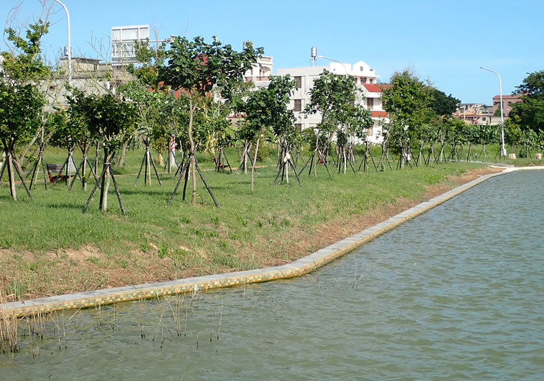 金沙溪流域水環境改善計畫(第一期)的陡直水泥護岸。圖片提供:台灣河溪網