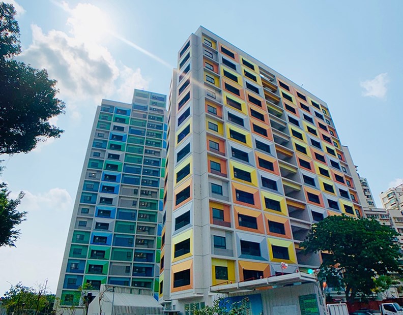外型明亮的萬華青年社會住宅。(圖片提供:台北市政府)