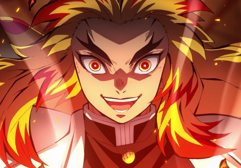 日本動漫《鬼滅之刃》中的炎柱「煉獄杏壽郎」,圖為劇照。動畫代理商木棉花國際提供。