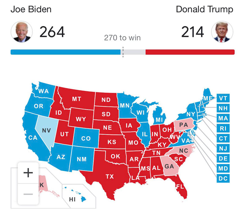 2020美國大選戰況。