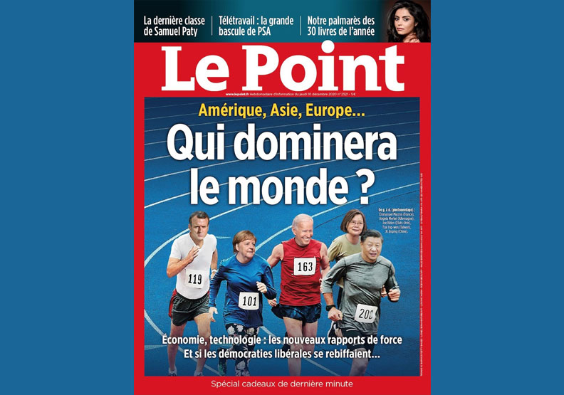 圖／法國「重點週刊」（Le Point）本期封面為「美洲、亞洲、歐洲…誰將主宰世界？」。取自Le Point臉書