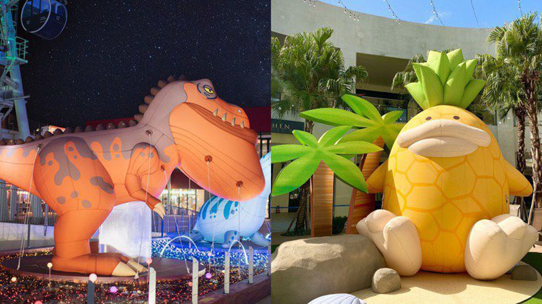 MITSUI OUTLET PARK林口店、台中港店分別推出「熱帶水果渡假島」、「戽斗恐龍探險島」兩大主題耶誕裝置。MITSUI OUTLET PARK提供