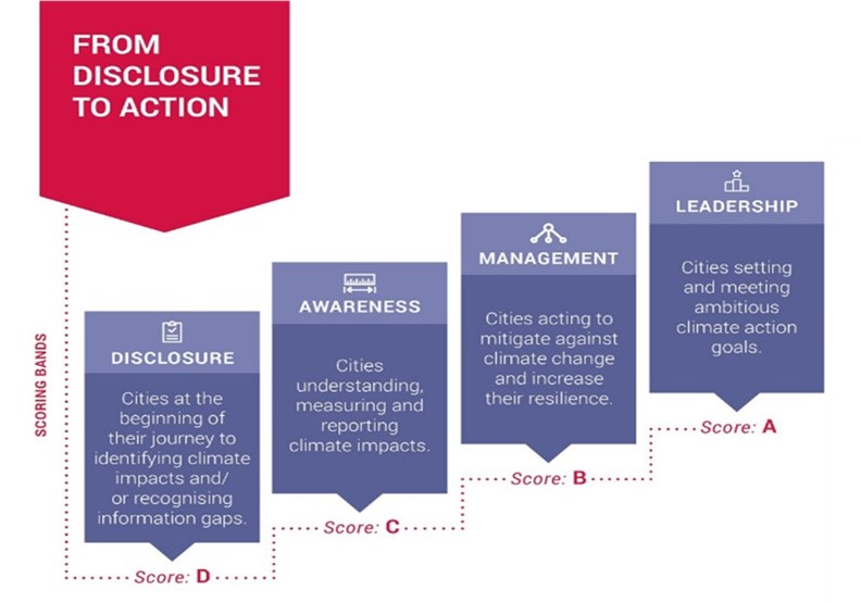 CDP對城市氣候治理評比分成4種等級。