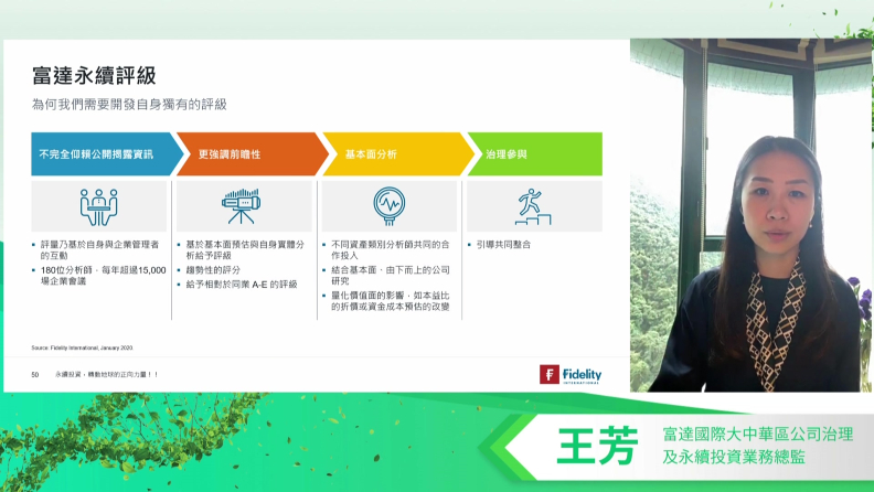 富達國際公司治理及永續投資業務總監王芳。