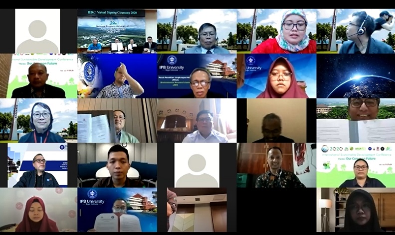 成立國際人才培育中心與國際夥伴線上簽屬MOU。