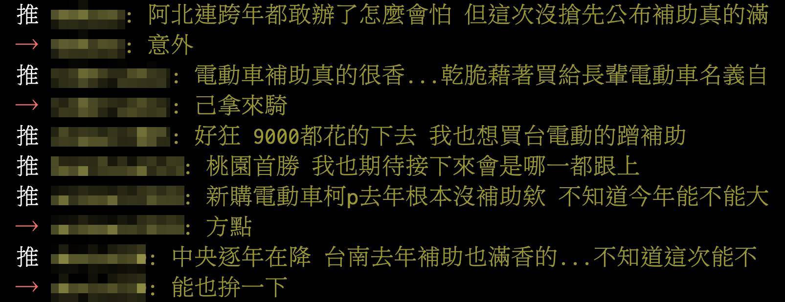 不少網友對電動車補助頗為期待。