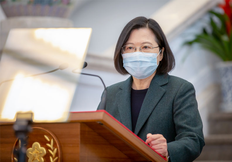圖／總統蔡英文今天上午召開國安高層會議並發表談話。總統府提供