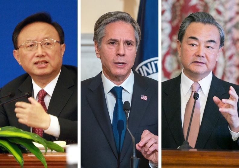 圖／左起依序為中共中央外事工作委員會辦公室主任楊潔篪、美國國務卿布林肯、中國外交部長王毅。陳之俊攝, Flickr by GPA Photo Archive, Flickr by Cancillería del Ecuador
