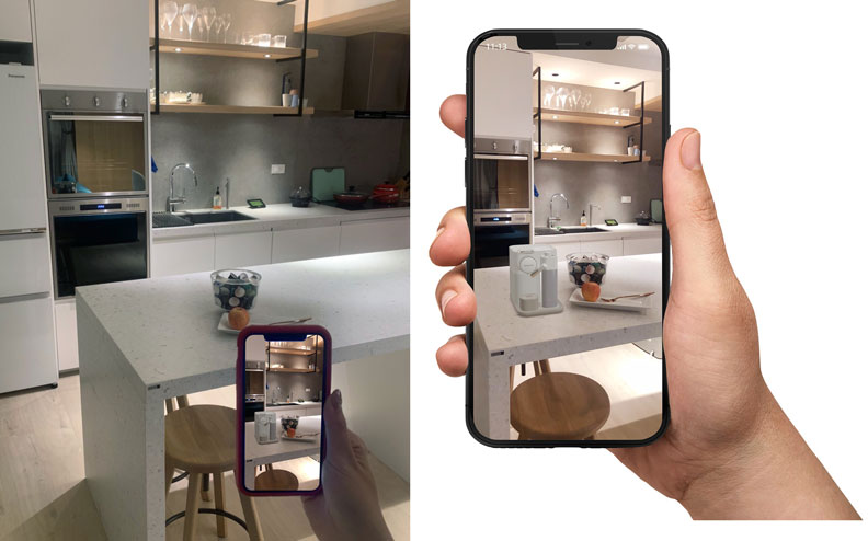 Nespresso「AR實境預覽功能」。Nespresso提供