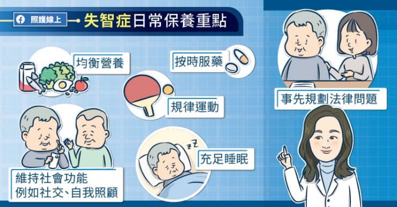 失智症常保養重點。取自照護線上